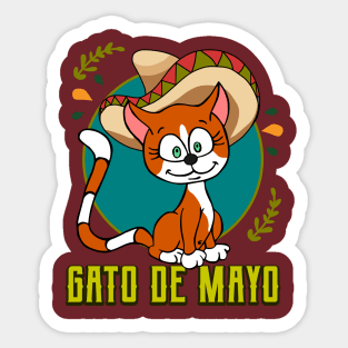 Cinco De Mayo Mexican Gato Funny Cat Lover Sticker